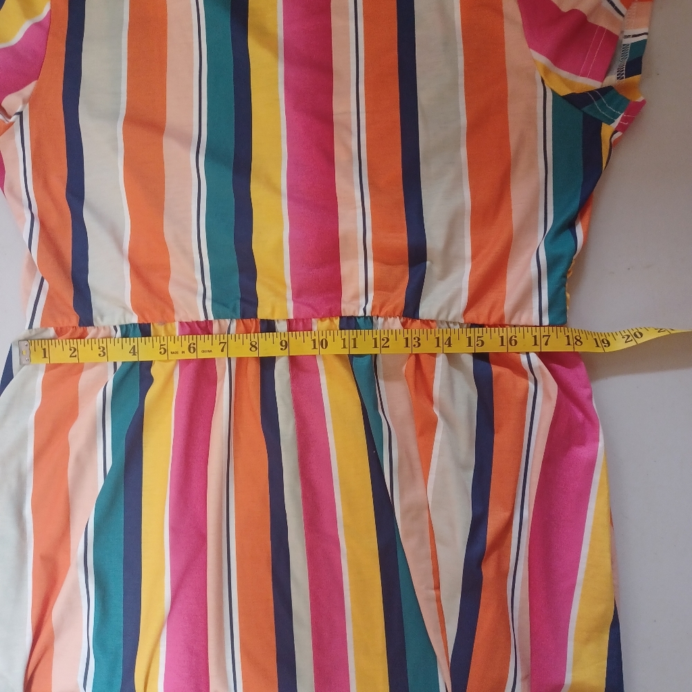Ouges Summery Criscross Bodice Multi Striped Dres… - image 8